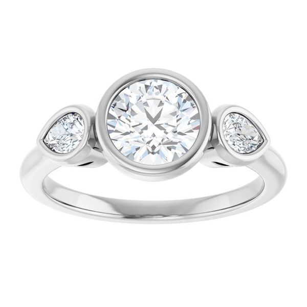Bezel-Set Three-Stone Engagement Ring Image 3 Colonial Jewelers of Easton Easton, MD