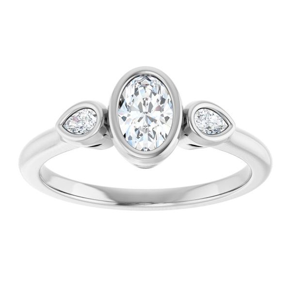 Bezel-Set Three-Stone Engagement Ring Image 3 Blocher Jewelers Ellwood City, PA