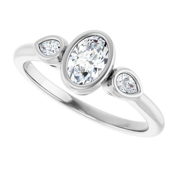 Bezel-Set Three-Stone Engagement Ring Image 5 Blocher Jewelers Ellwood City, PA