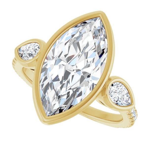 Bezel-Set Three-Stone Engagement Ring Image 5 Waddington Jewelers Bowling Green, OH