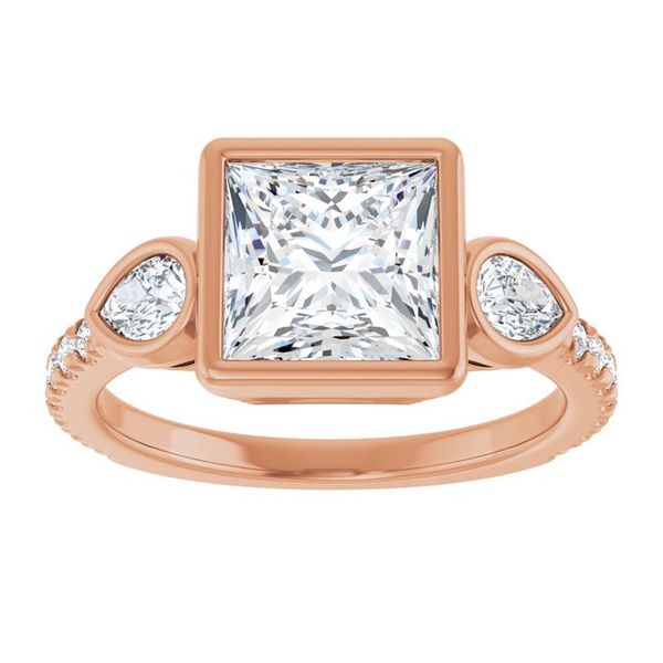 Bezel-Set Three-Stone Engagement Ring Image 3 Colonial Jewelers of Easton Easton, MD