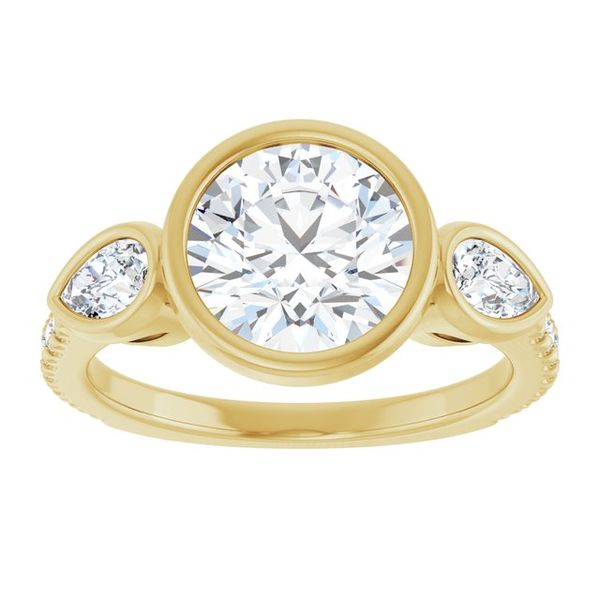 Bezel-Set Three-Stone Engagement Ring Image 3 Blocher Jewelers Ellwood City, PA