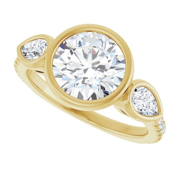 Bezel-Set Three-Stone Engagement Ring Image 5 Blocher Jewelers Ellwood City, PA