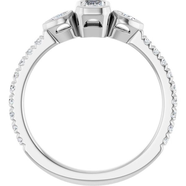 Bezel-Set Three-Stone Engagement Ring Image 2 Segner's Jewelers Fredericksburg, TX
