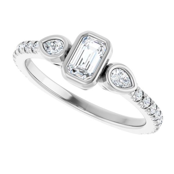 Bezel-Set Three-Stone Engagement Ring Image 5 Segner's Jewelers Fredericksburg, TX