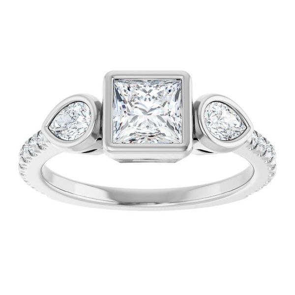 Bezel-Set Three-Stone Engagement Ring Image 3 Segner's Jewelers Fredericksburg, TX