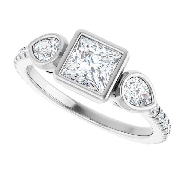 Bezel-Set Three-Stone Engagement Ring Image 5 Segner's Jewelers Fredericksburg, TX