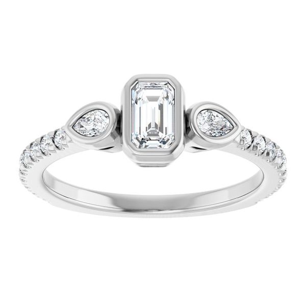 Bezel-Set Three-Stone Engagement Ring Image 3 Waddington Jewelers Bowling Green, OH