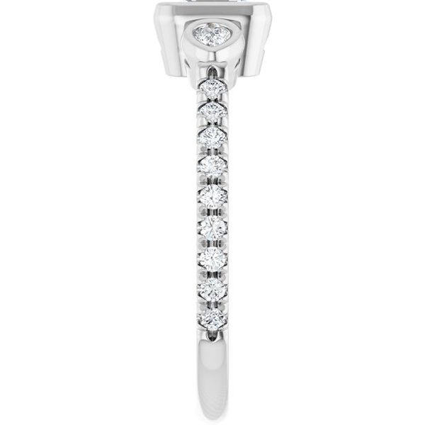 Bezel-Set Three-Stone Engagement Ring Image 4 Waddington Jewelers Bowling Green, OH