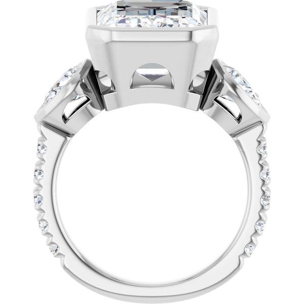 Bezel-Set Three-Stone Engagement Ring Image 2 The Diamond Ring Co San Jose, CA