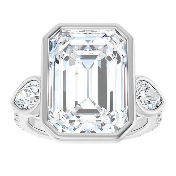 Bezel-Set Three-Stone Engagement Ring Image 3 The Diamond Ring Co San Jose, CA