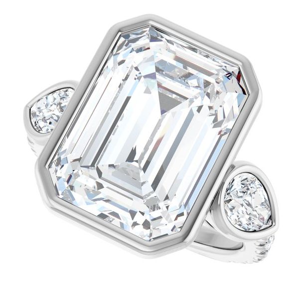 Bezel-Set Three-Stone Engagement Ring Image 5 The Diamond Ring Co San Jose, CA