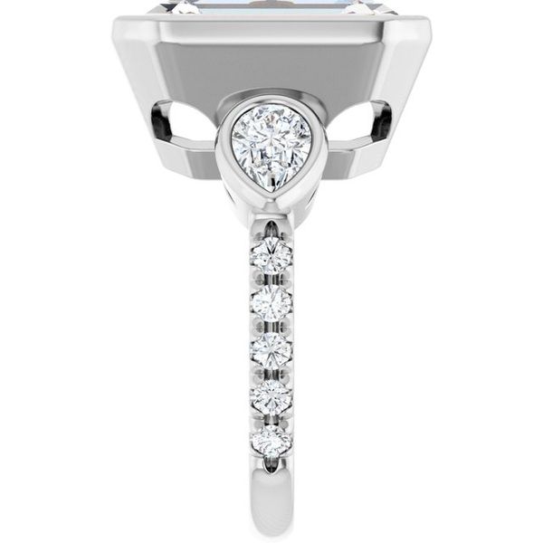 Bezel-Set Three-Stone Engagement Ring Image 4 Brynn Marr Jewelers Jacksonville, NC