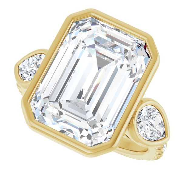 Bezel-Set Three-Stone Engagement Ring Image 5 Blue Water Jewelers Saint Augustine, FL