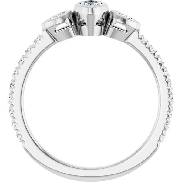 Bezel-Set Three-Stone Engagement Ring Image 2 Colonial Jewelers of Easton Easton, MD