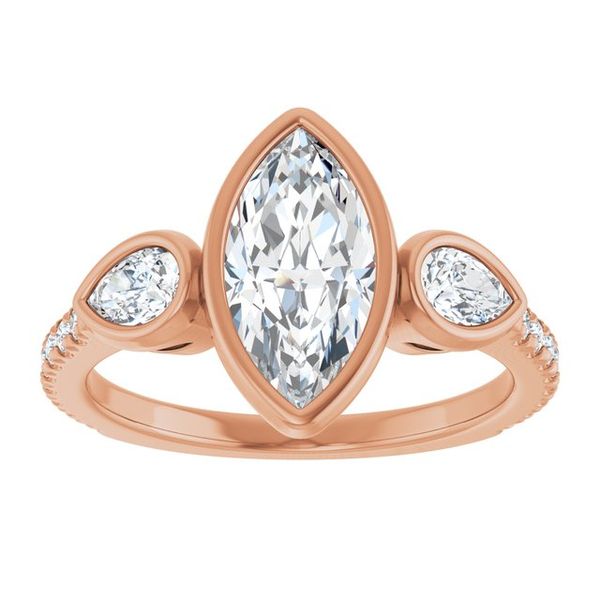 Bezel-Set Three-Stone Engagement Ring Image 3 Colonial Jewelers of Easton Easton, MD