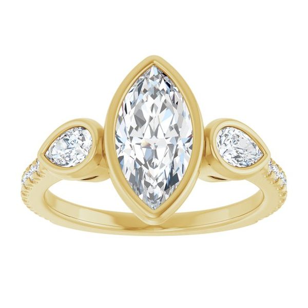 Bezel-Set Three-Stone Engagement Ring Image 3 Waddington Jewelers Bowling Green, OH
