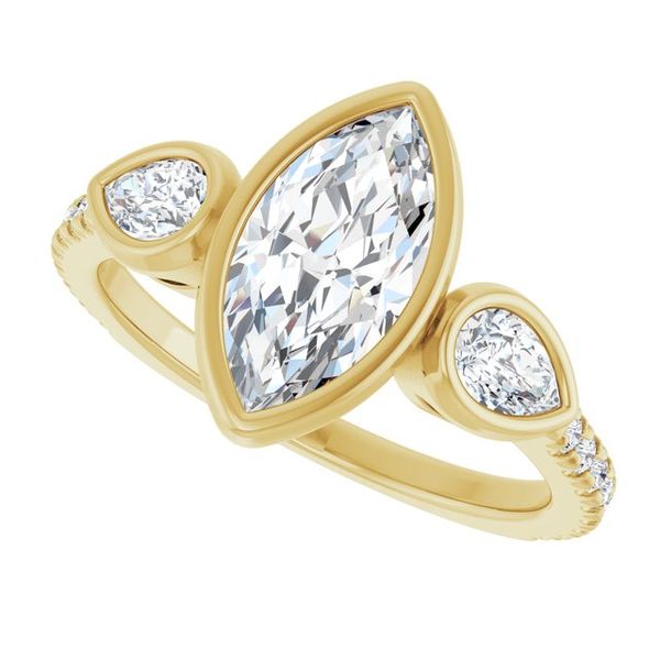 Bezel-Set Three-Stone Engagement Ring Image 5 Waddington Jewelers Bowling Green, OH