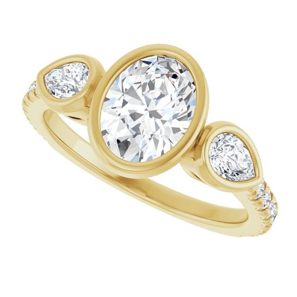 Bezel-Set Three-Stone Engagement Ring Image 5 Von's Jewelry, Inc. Lima, OH