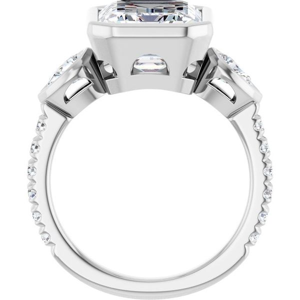 Bezel-Set Three-Stone Engagement Ring Image 2 Colonial Jewelers of Easton Easton, MD