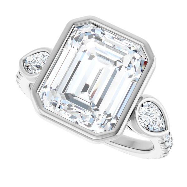 Bezel-Set Three-Stone Engagement Ring Image 5 Colonial Jewelers of Easton Easton, MD