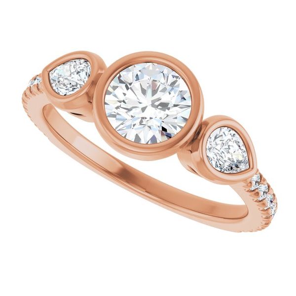Bezel-Set Three-Stone Engagement Ring Image 5 Waddington Jewelers Bowling Green, OH