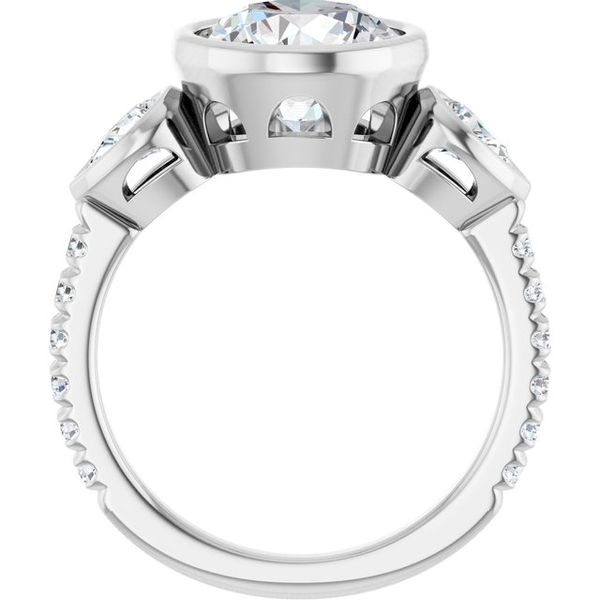 Bezel-Set Three-Stone Engagement Ring Image 2 Colonial Jewelers of Easton Easton, MD
