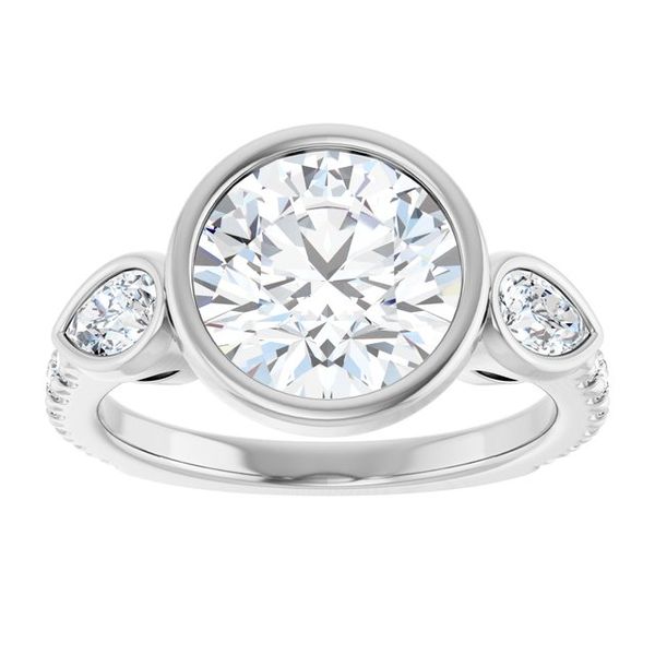 Bezel-Set Three-Stone Engagement Ring Image 3 Colonial Jewelers of Easton Easton, MD