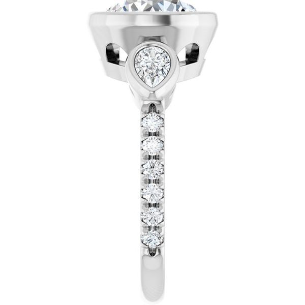 Bezel-Set Three-Stone Engagement Ring Image 4 Colonial Jewelers of Easton Easton, MD
