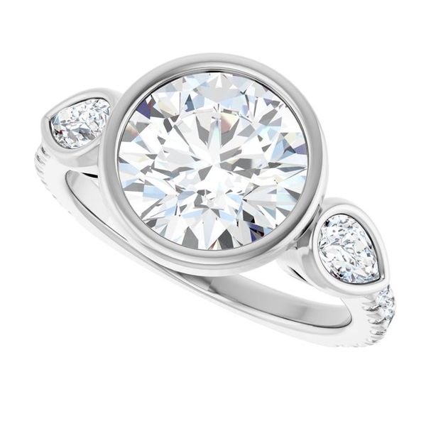 Bezel-Set Three-Stone Engagement Ring Image 5 Colonial Jewelers of Easton Easton, MD