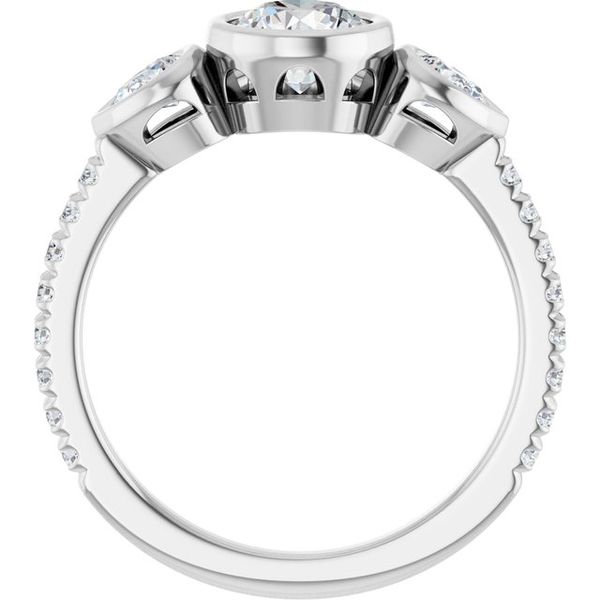 Bezel-Set Three-Stone Engagement Ring Image 2 Colonial Jewelers of Easton Easton, MD