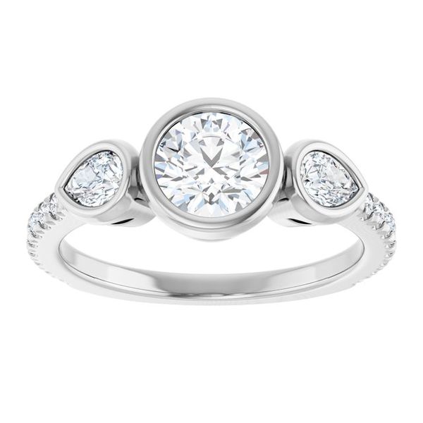 Bezel-Set Three-Stone Engagement Ring Image 3 Colonial Jewelers of Easton Easton, MD