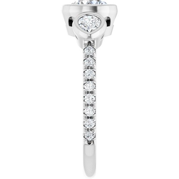 Bezel-Set Three-Stone Engagement Ring Image 4 Colonial Jewelers of Easton Easton, MD