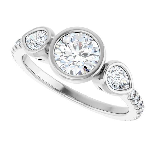 Bezel-Set Three-Stone Engagement Ring Image 5 Colonial Jewelers of Easton Easton, MD