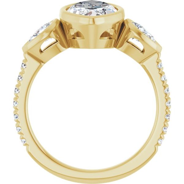 Bezel-Set Three-Stone Engagement Ring Image 2 Stephen's Fine Jewelry Leawood, KS