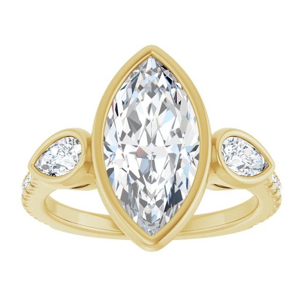 Bezel-Set Three-Stone Engagement Ring Image 3 Stephen's Fine Jewelry Leawood, KS