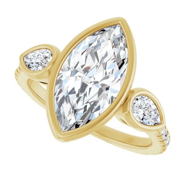 Bezel-Set Three-Stone Engagement Ring Image 5 Stephen's Fine Jewelry Leawood, KS