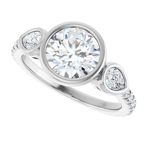Bezel-Set Three-Stone Engagement Ring Image 5 Waddington Jewelers Bowling Green, OH