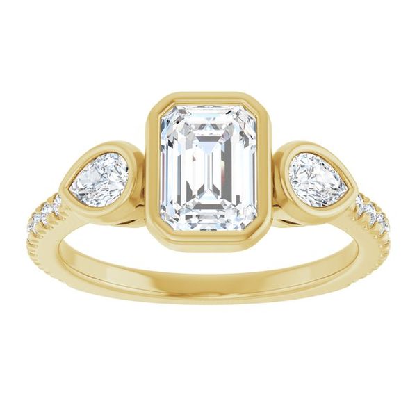 Bezel-Set Three-Stone Engagement Ring Image 3 Von's Jewelry, Inc. Lima, OH