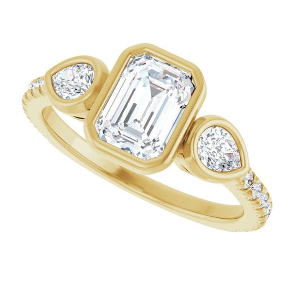 Bezel-Set Three-Stone Engagement Ring Image 5 Von's Jewelry, Inc. Lima, OH