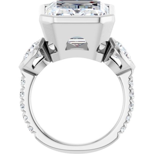 Bezel-Set Three-Stone Engagement Ring Image 2 Colonial Jewelers of Easton Easton, MD