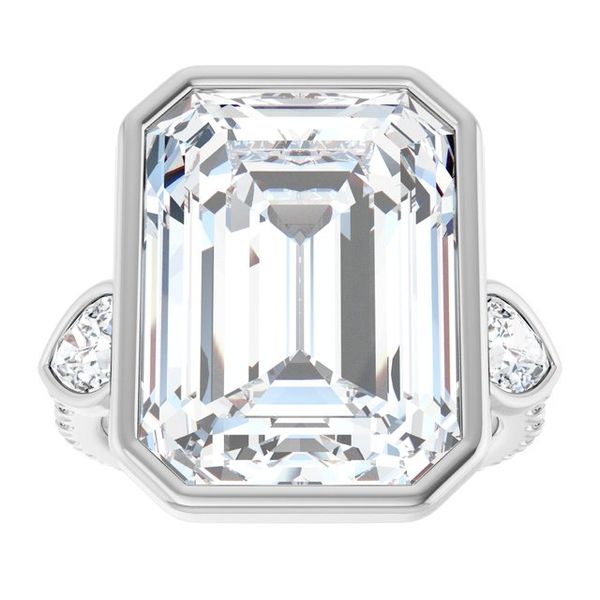 Bezel-Set Three-Stone Engagement Ring Image 3 Colonial Jewelers of Easton Easton, MD