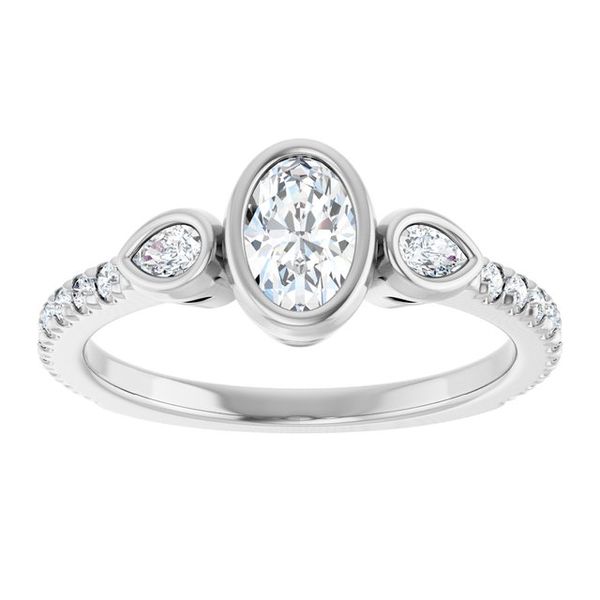 Bezel-Set Three-Stone Engagement Ring Image 3 Waddington Jewelers Bowling Green, OH