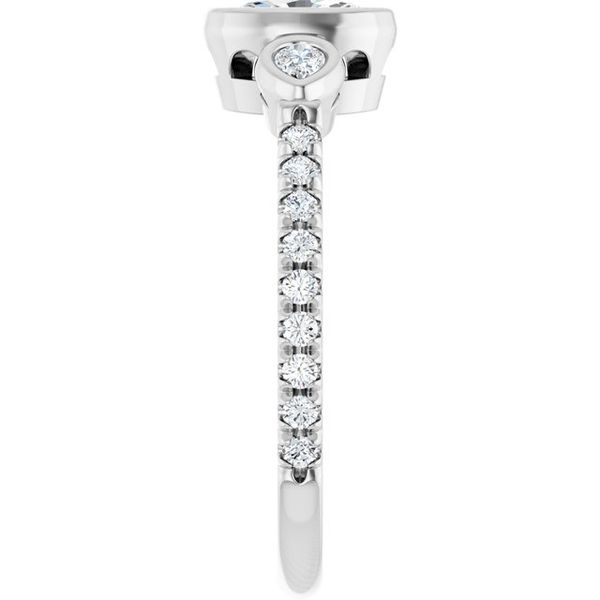 Bezel-Set Three-Stone Engagement Ring Image 4 Waddington Jewelers Bowling Green, OH