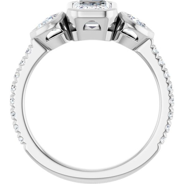 Bezel-Set Three-Stone Engagement Ring Image 2 Waddington Jewelers Bowling Green, OH