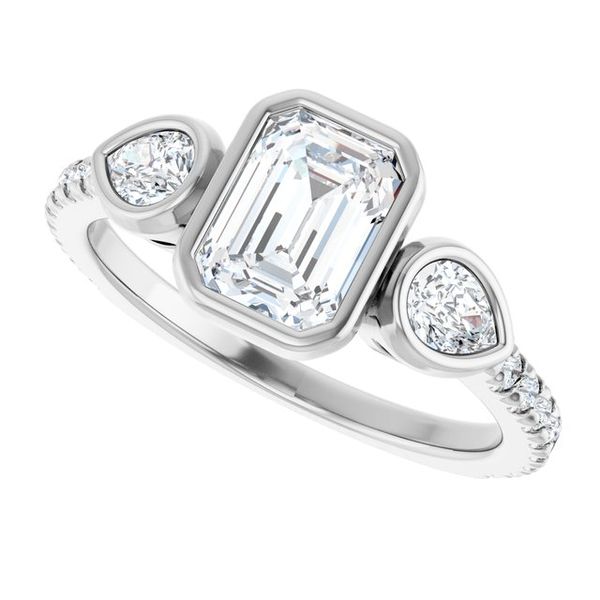 Bezel-Set Three-Stone Engagement Ring Image 5 Waddington Jewelers Bowling Green, OH