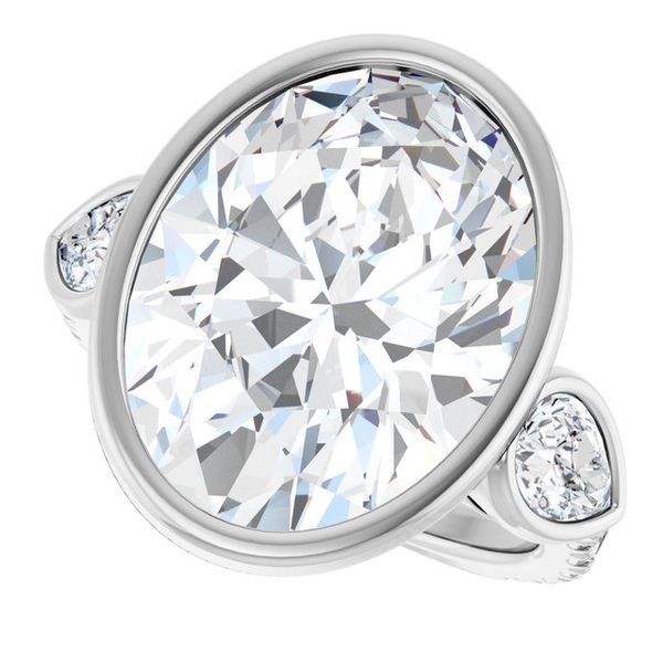 Bezel-Set Three-Stone Engagement Ring Image 5 Designer Jewelers Westborough, MA