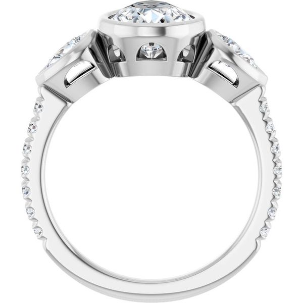 Bezel-Set Three-Stone Engagement Ring Image 2 Waddington Jewelers Bowling Green, OH