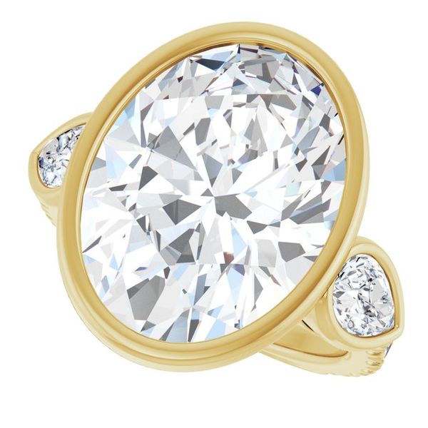 Bezel-Set Three-Stone Engagement Ring Image 5 Von's Jewelry, Inc. Lima, OH