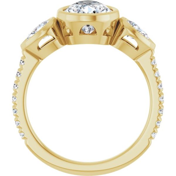 Bezel-Set Three-Stone Engagement Ring Image 2 Leitzel's Jewelry Myerstown, PA
